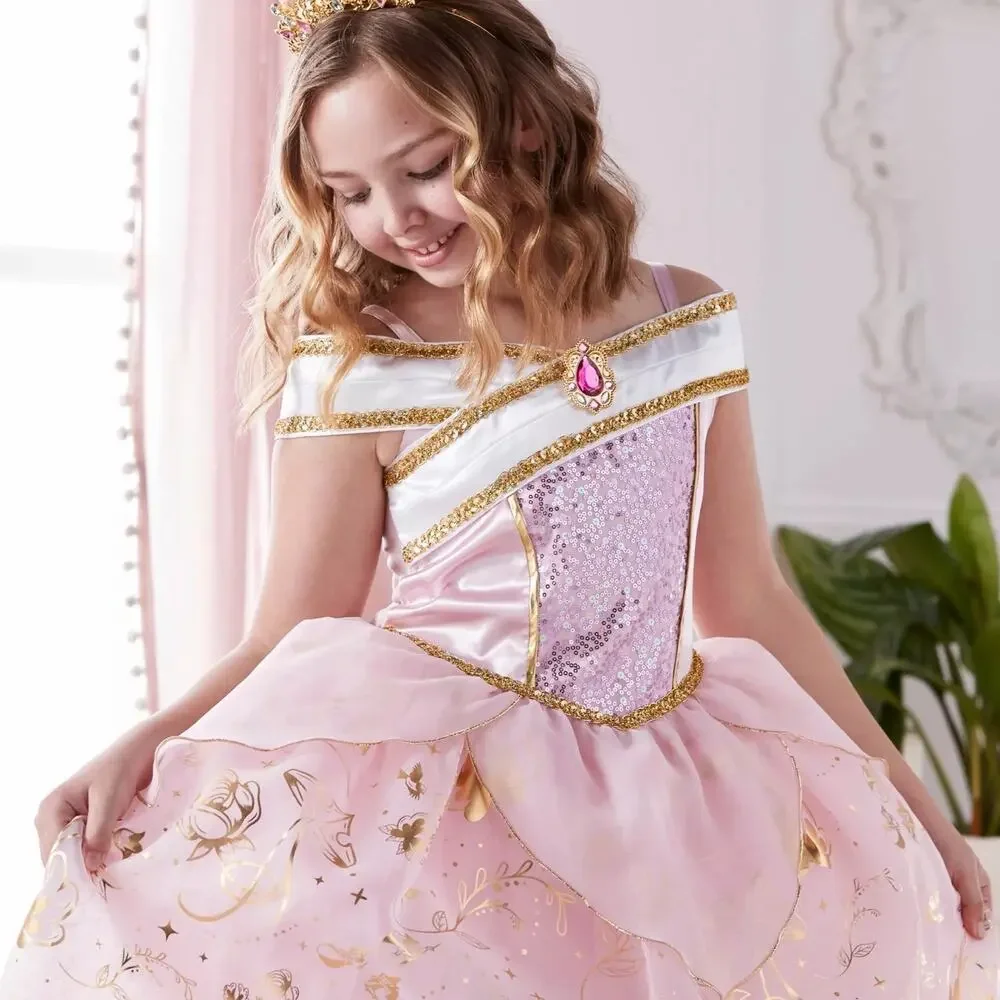 Disney Store Sleeping Beauty Aurora Costume Dress Girls 13 Pink Princess NWT